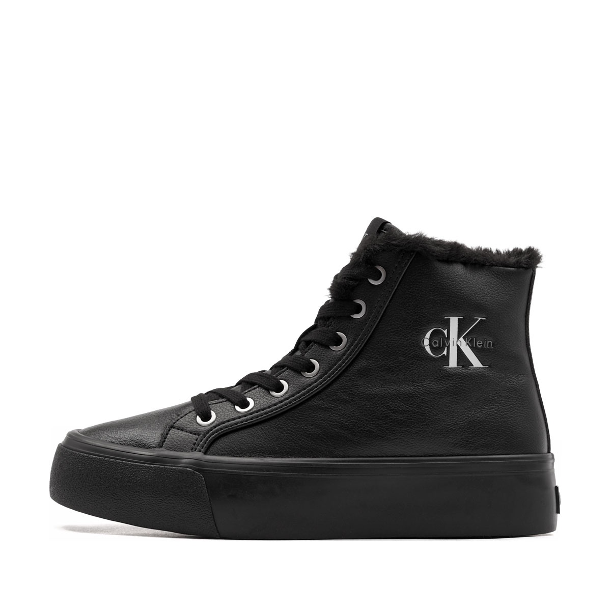 Calvin Klein Vulc Flatform Mid LaceUp Leather Fur Дамски кецове HW0HW032340GJ