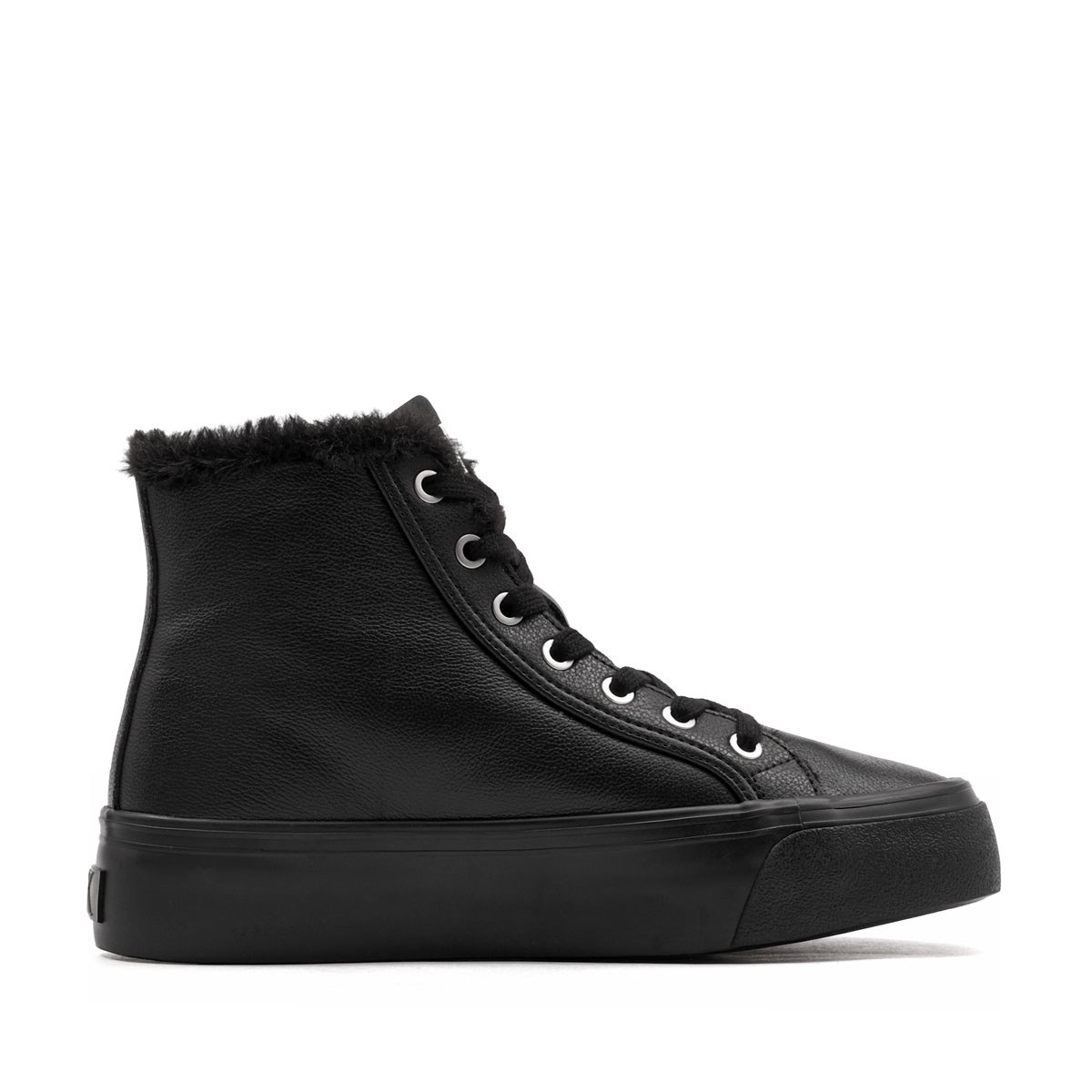 Calvin Klein Vulc Flatform Mid LaceUp Leather Fur Дамски кецове HW0HW032340GJ