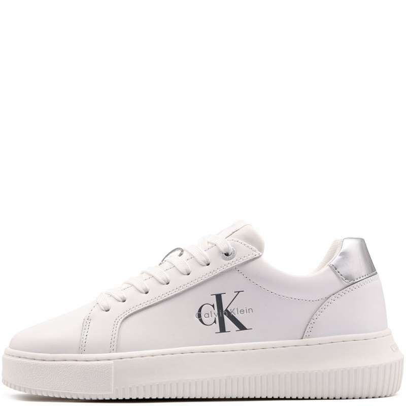 Calvin Klein Chunky Cupsole Leather Silver Дамски кецове YW0YW0187602R