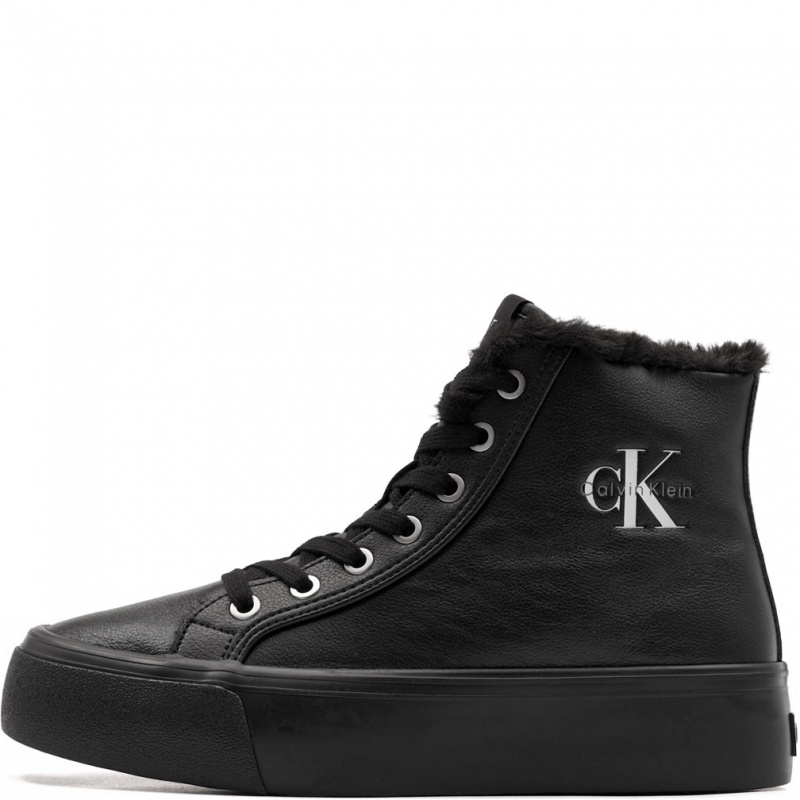 Calvin Klein Vulc Flatform Mid LaceUp Leather Fur Дамски кецове HW0HW032340GJ