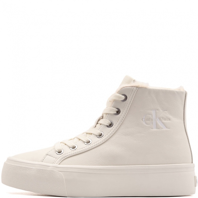 Calvin Klein Vulc Flatform Mid LaceUp Leather Fur Дамски кецове HW0HW03234YBJ